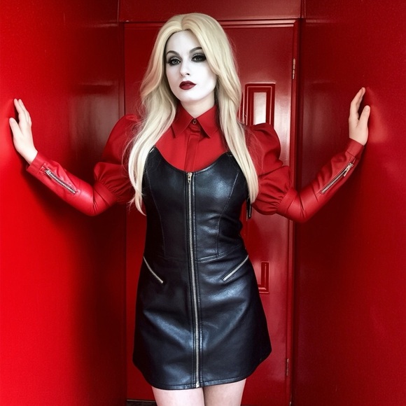 Street Society Skirt Women 9/10 Black Fux Leather Mini Full Front Zip Y2K Rock - Picture 1 of 4